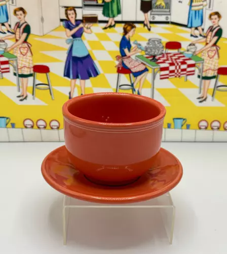 Fiestaware Fiesta Jumbo 18 oz Chili Bowl & Saucer Persimmon Orange Color