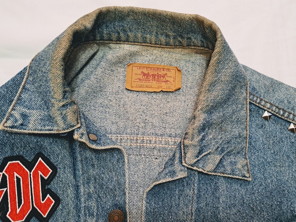Levis Scorpions Acdc Led Zeppelin Patched Studded Jacket Size L | eBay