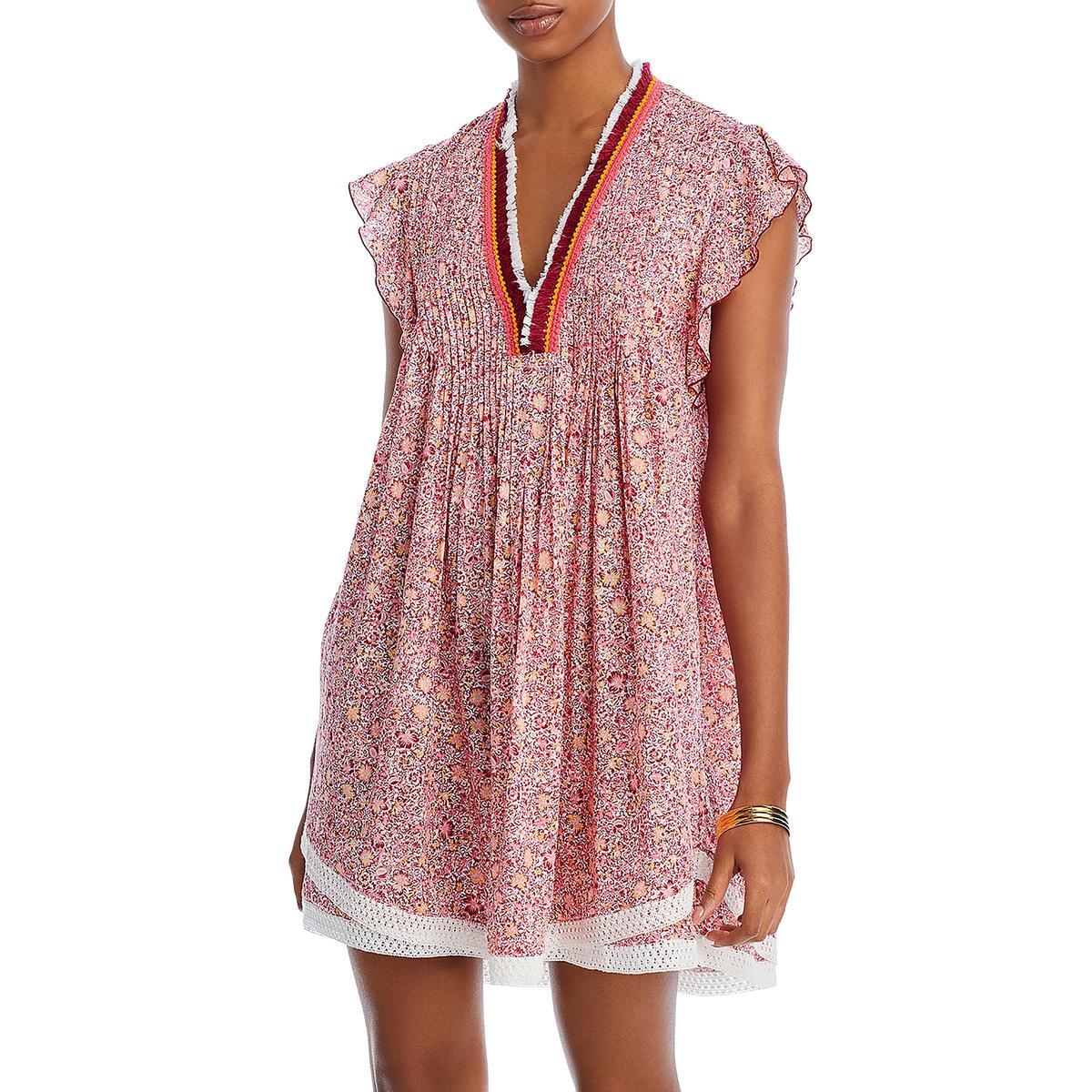Короткое дневное мини-платье Sasha с цветочным рисунком Poupette St Barth Womens BHFO 0047