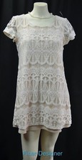 Socialite TEA LACE DRESS IVORY LACEY chic Peasant shabby mini short slv SZ M NEW