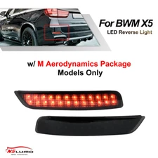 Smoked LED Rear Red Bumper Reflector Brake Tail Lights For 2014-2018 BMW X5 F15
