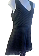 Worthington New Sleeveless V-Neck Black Fit + Flare crochet lace Dress 16 NWT