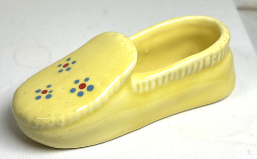 Vintage McMaster Pottery Yellow Mini Moccasin Ceramic Shoe RARE Color - Picture 4 of 13