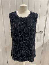 Kaleidoscope Blouse Vest Top Vintage Beaded Size 16 Uk Black Evening
