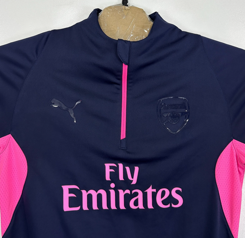 Puma Arsenal Track Jacket Adult Small Navy Pink Training Pullover 1/4 Zip 18/19 - Picture 5 of 12