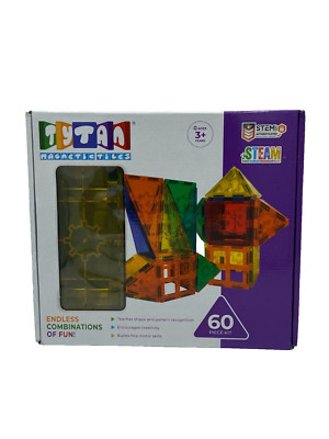 Tytan Magnetic Tiles 60 Piece Kit - STEM learning with magnets, shapes, patterns