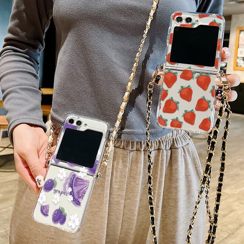 For Samsung Galaxy Z Flip6 5 4 3 Shockproof Hybrid Metal Lanyard Patterned Cover - Picture 12 of 23