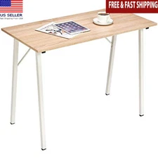 Small Computer Desk Modern Writing Table Sturdy Wood Metal Frame Space Saving US