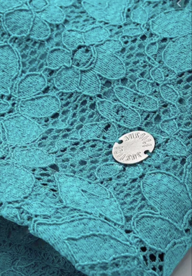 Justice Girls Size 16-18 Teal Lace Puff Sleeve Top New Without Tags - Image 2 of 2