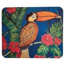 Mouse Pad Mat Computer Office Decor Tropical Toucan Jungle Bird Hibiscus Flowers