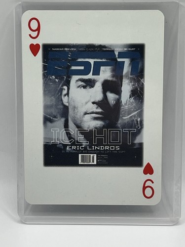 RARE 1999 ESPN the Magazine Eric Lindros 9 of hearts Employee Playing Card - Afbeelding 1 van 2