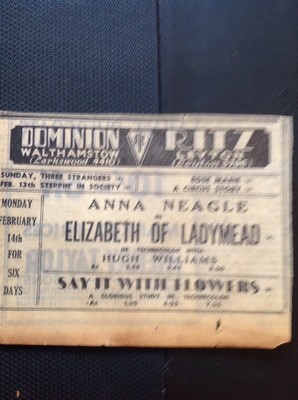 m1-5 1949 Reklame Walthamstow Dominion Kino Anna Neagle Elisabeth von Ladymead