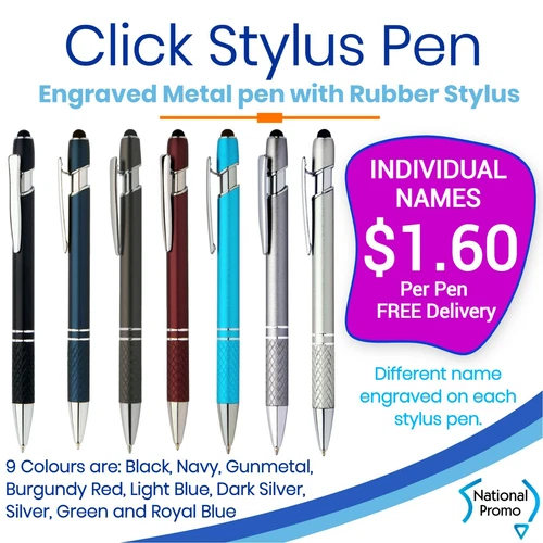individual engraved click stylus pen weddings schools promotional giftware pens