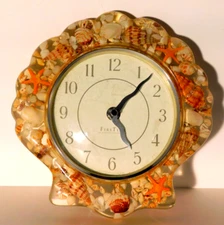 Vtg. FirsTime Lucite Sea Shell Starfish Wall Clock 8"