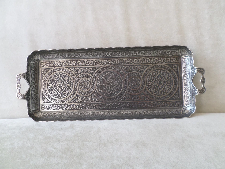 10 Trays Authentic Turkish Coffee Tea Zamak  Serving Tray Copper Handmade Decor - Image 4 of 4