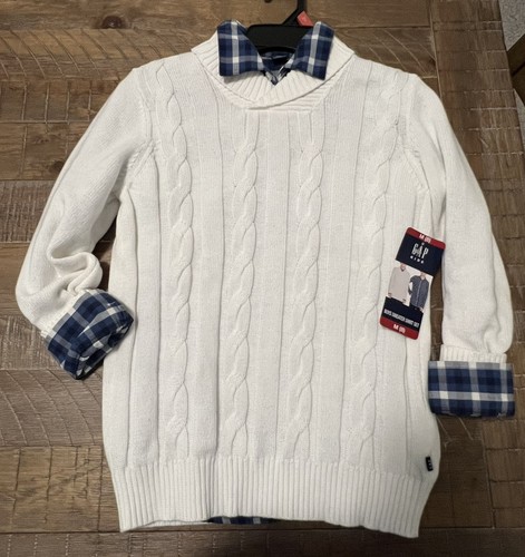 Gap Boys Sweater Shirt Set Size Medium 8 Off White/Blue - Picture 5 of 11