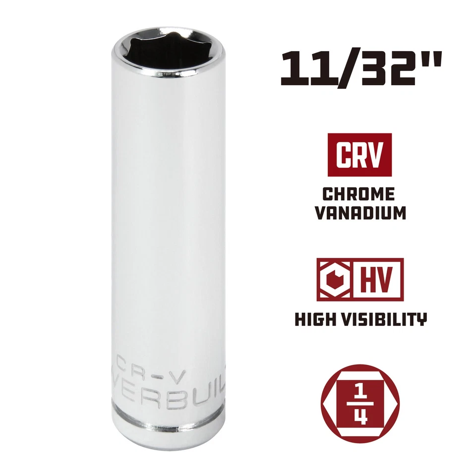 Powerbuilt 1/4 Inch Drive x 11/32 Inch 6 Point Deep Socket - 648294 - Image 2 of 4