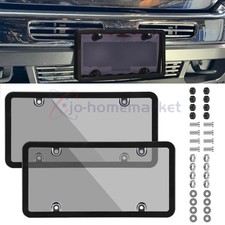 2pc Unbreakable License Plate Coversframes Auto Tag Shield Protector Front Rear
