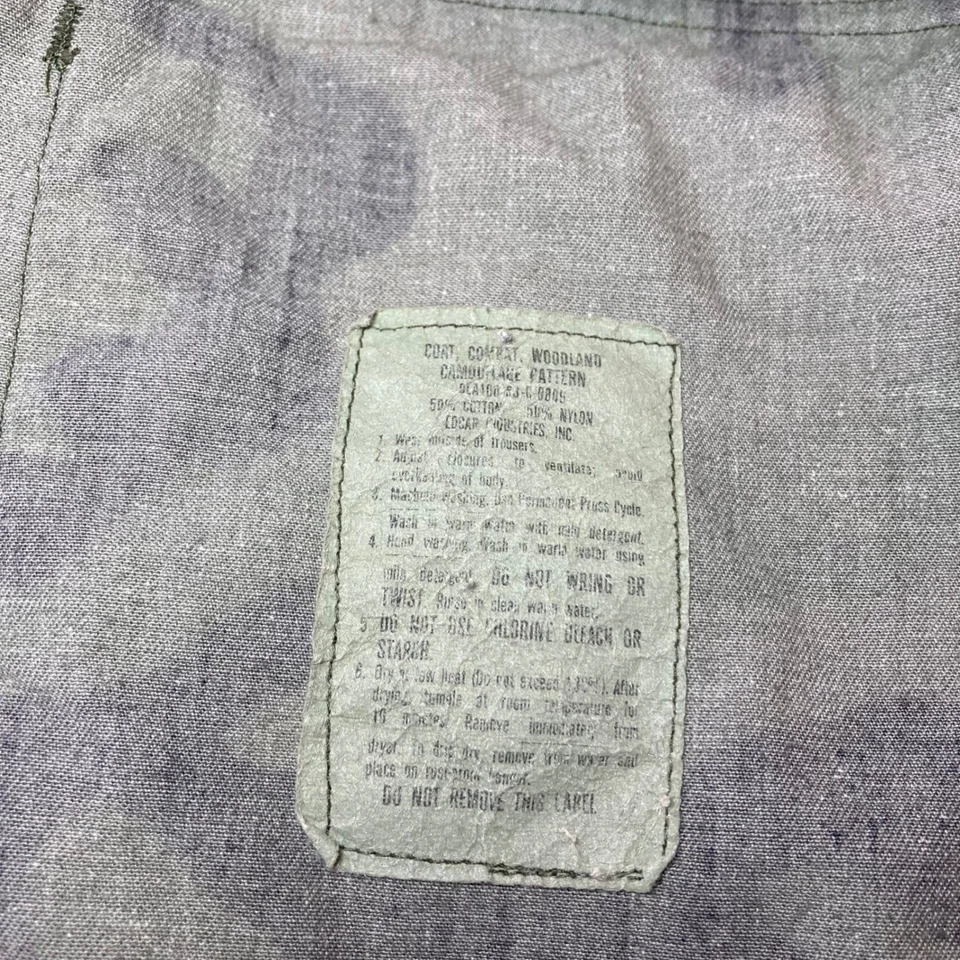 Chaqueta Abrigo de Combate BDU Camuflada Bosque Ejército de Estados Unidos 1983 De Colección Algodón Nylon Med Reg. Foto 3 de 4