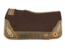 Klassy Cowgirl 28" x 30" Barrel Style Brown Felt Saddle Pad w/ Antiqued Feather