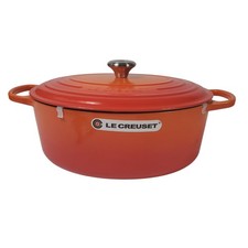 Le Creuset Signature Cast Iron Oval Dutch Oven Flame 9.5 qt NWOB Flaws