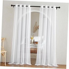 Sheer Curtains 84 inches Long - Home Decoration 54"W x 84"L Pack of 2 White