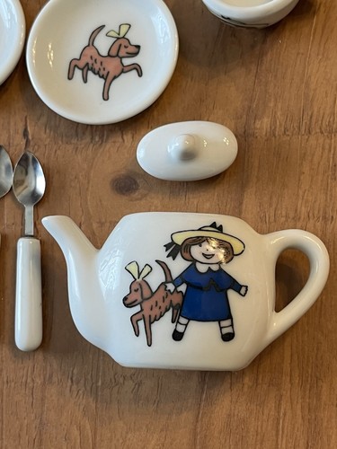 Juego de té miniatura de porcelana Madeline para niños cesta de picnic de mimbre desgaste mínimo - Imagen 15 de 24
