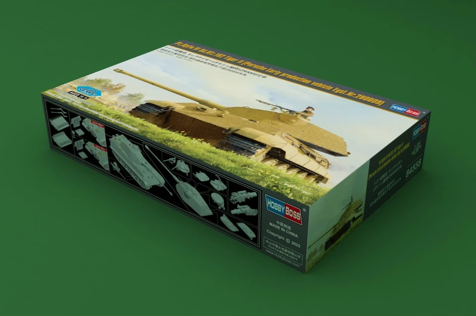 Hobby Boss 84558 PZ.KPFW.VI SD.KFZ.182 TIGER II PORSCHE FGST.NR.280009 1:35 Kit - Immagine 2 di 4