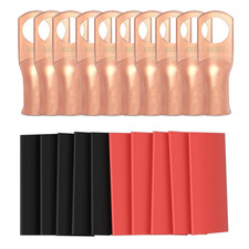 10pcs 4 Awg - 3/8 M10 Wire Lugs 4 Gauge Ring Terminal Connectors Ends, Heavy