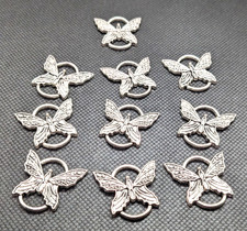 Lot of Ten Silver Color Angel Wings Earrings Charms 24mm X 26mm Jewelry Findings