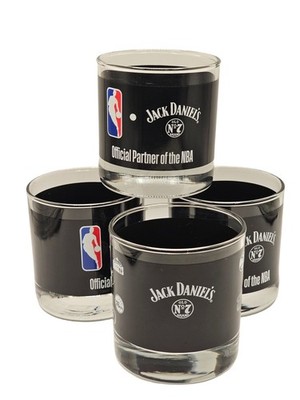 Jack Daniels Highball / Whiskey Rocks Glasses, with NBA Team Logos Set of 4