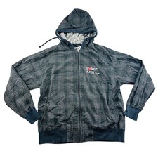 Felpa con cappuccio Poker Stars Carbon uomo XL grigia a quadri full zip tasche western streetwear