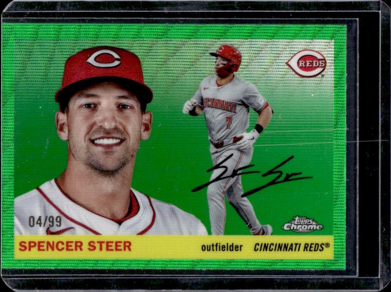 2025 Topps Chrome Platinum Spencer Steer Green Wave Refractor #/99 Reds
