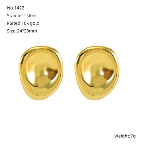 18K Gold Plated Geometric Earring Chunky Stud Earrings Bold Style Lovers - Picture 2 of 12