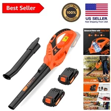 Cordless 21V Handheld Leaf Blower with 2 Rechargeable Batteries for Easy Cleanup
