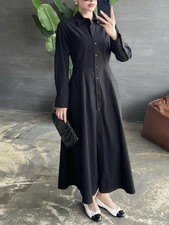 Blue Casual And Elegant Straight-leg Long-sleeve Shirt Dress
