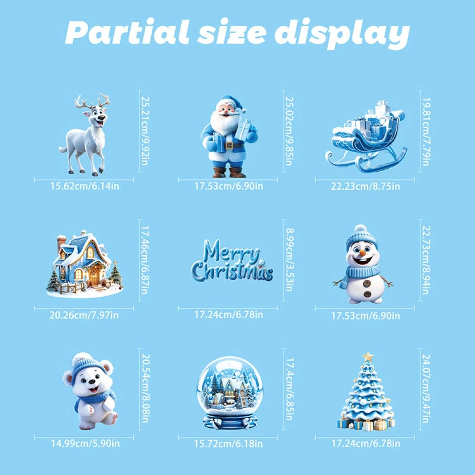 9 Sheets Snowflakes Window Stickers Clings Decal Stickers Snow Flake Xmas Decor - Image 3 of 4