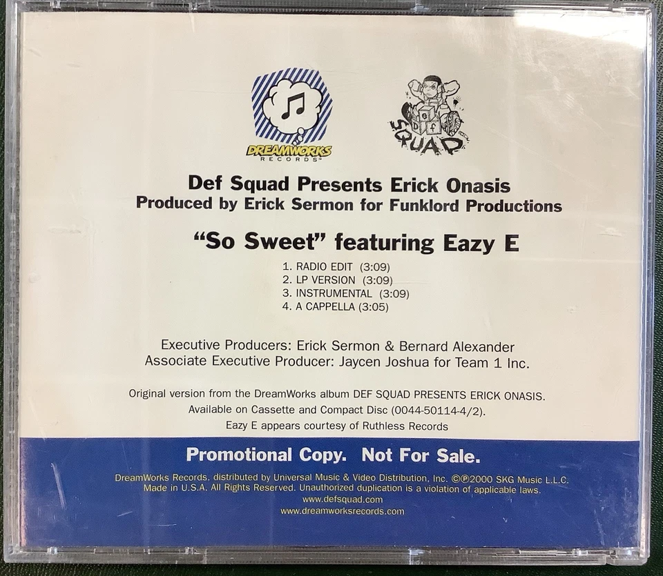 2000 Erick Onasis So Sweet Promotional Single Compact Disc CD Def Squad Eazy E - Image 2 of 4