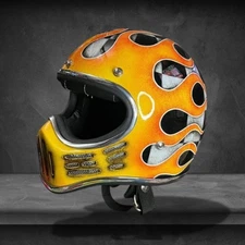 Simpson M30 Custom Helmet Checkerboard Flame Patina - Simpson Handmade Motorcycl