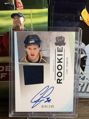 2009-10 UD THE CUP CODY FRANSON /249 ROOKIE AUTO PATCH RC
