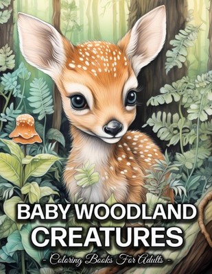 Baby Woodland Creatures: Cute Baby Woodland Animals Coloring Book For Adults wit