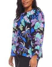 Karen Kane Plus Peasant Style tropical print rayon shirt blouse top 1X