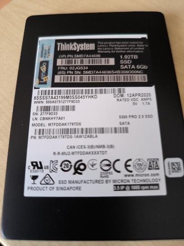 Lenovo ThinkSystem 1.92TB SSD Sata 2.5" - Micron 5300 PRO Enterprise SSDSSD