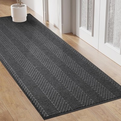 Front Door Mat Indoor Outdoor Entrance, 2' x 6' Heavy Duty Doormat for