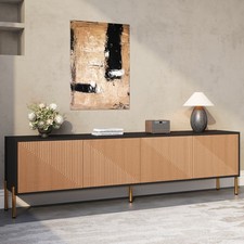 Moderner  TV Schrank Ständer Lowboard mit 4 Türen Farbblock-Design 179x35x54cm