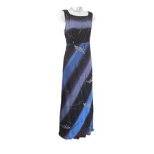 Carole Little Blue Ombre Floral Maxi Dress Sleeveless 90s Evening Elegant Sz 2