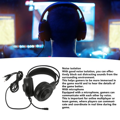 RGB Wired Gaming Headset With Mic 3.5mm Plug Deep Bass Surround Gaming Headph FY - Afbeelding 5 van 24