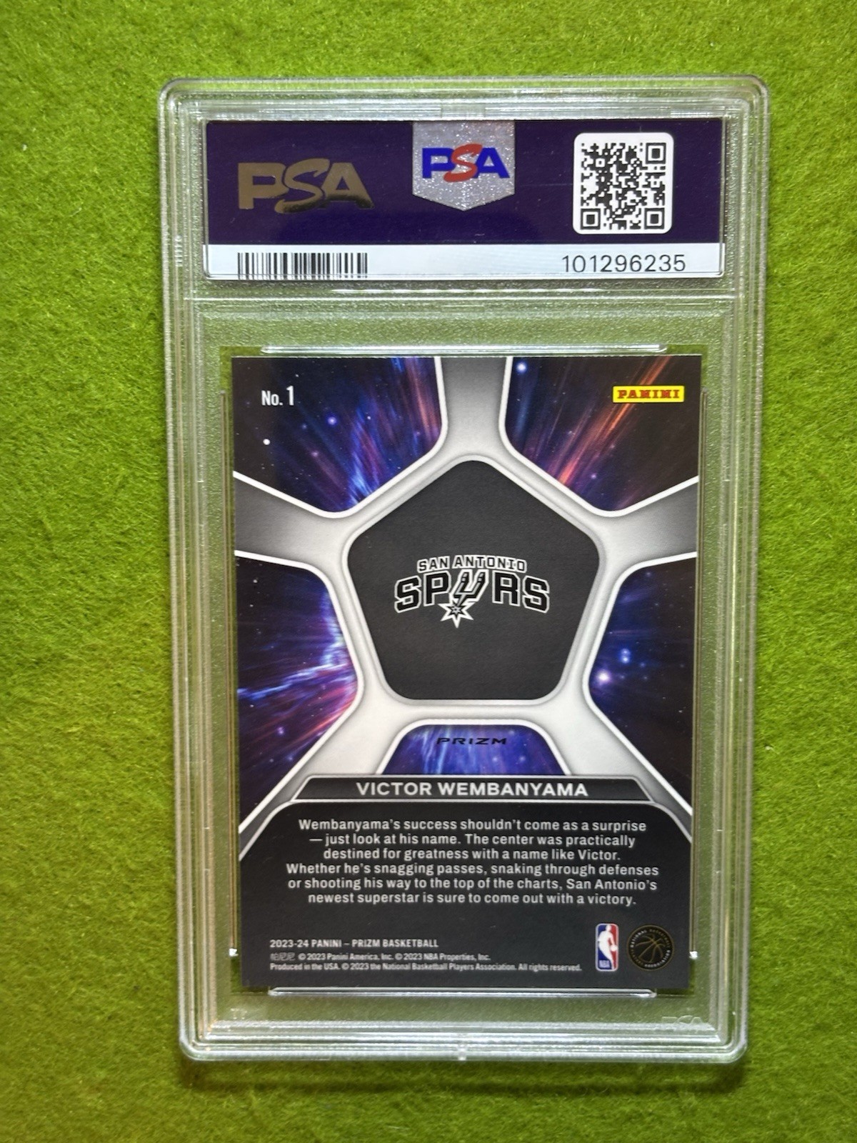 Victor Wembanyama SILVER PRIZM PSA 9 ROOKIE CARD 2023 Panini RC DEEP SPACE Spurs view 22