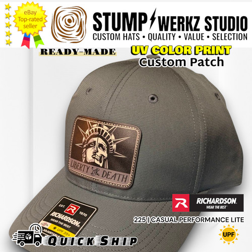 Custom Hat Sport Cap Richardson 225 Leather Patch UV Color USA LIBERTY or DEATH