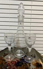 Luigi Bormioli Crystal Decanter w/2 Wine Glasses "Light & Music" Made in Italy